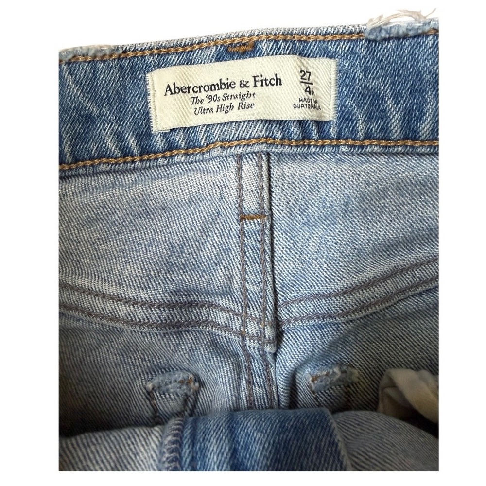 Abercrombie‎ & Fitch The 90s Straight Ultra High Rise Jeans  Side Slit 27 4R - Picture 2 of 5